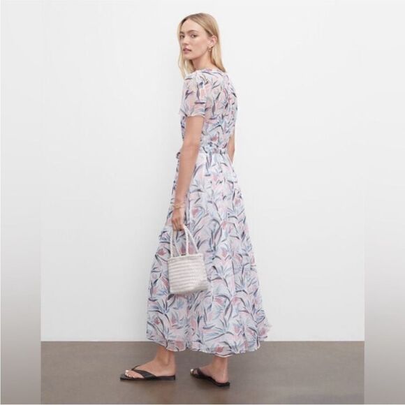 Club Monaco NWT Sheer Print Short Sleeve Wrap Maxi Dress Size 2 - Picture 4 of 11